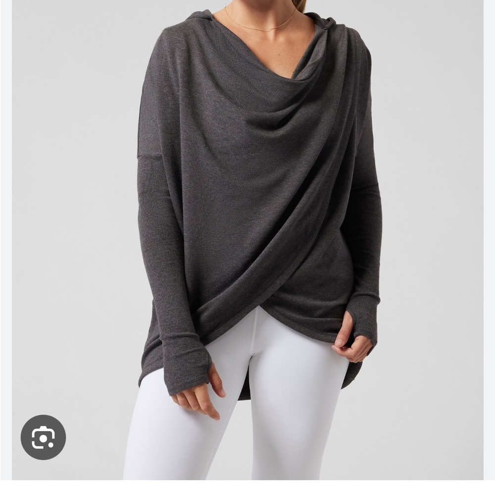 Athleta Purana Wrap Sweatshirt Charcoal Grey size Small Yoga